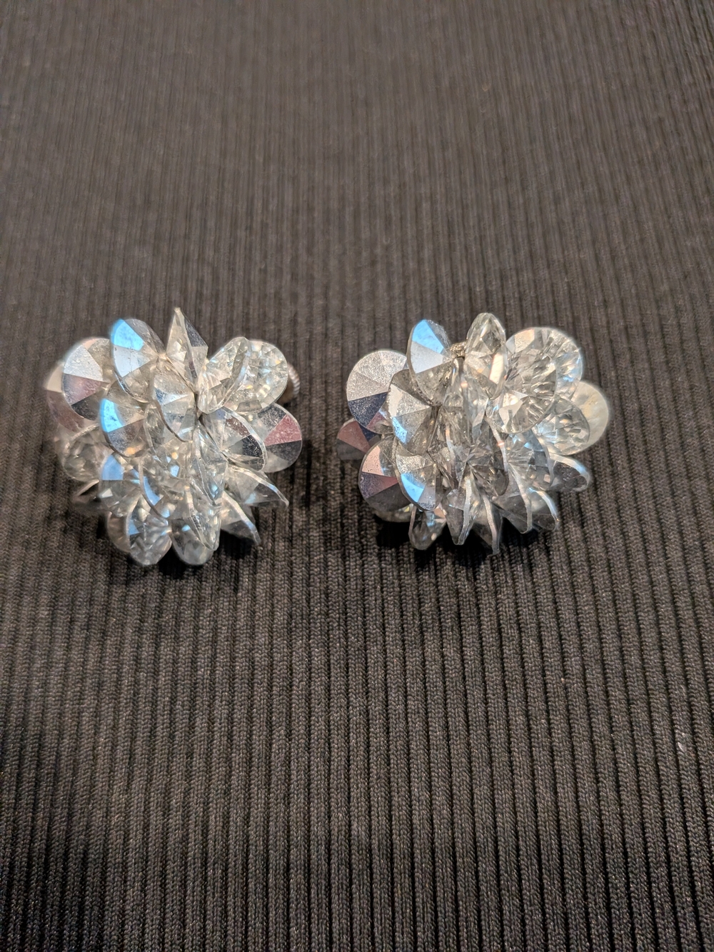 B#5: Vintage  Sparkling Signed Vendom          AB  Crystal Clip-On Earrings
